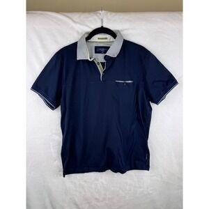 Ted Baker London Mens Navy Blue Polo Shirt Short Sleeve Size 4 L